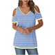 thumbnail image 1 of Tops de Algodón para Mujeres Tira Impresa Manga Corta Cuello en V Fuera Del Hombro, Top de Moda para el Uso Diario, 1 of 9
