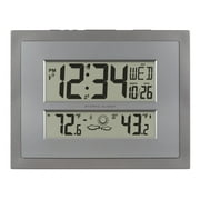 La Crosse Technology Atomic Digital Gray & Silver Contemporary Clock, 512-85937-Int