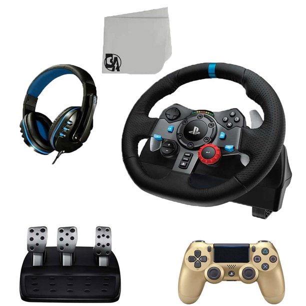 Logitech G29 Force Gold DualShock 4 Controller and Headset AXTION Bundle Like New - Walmart.com