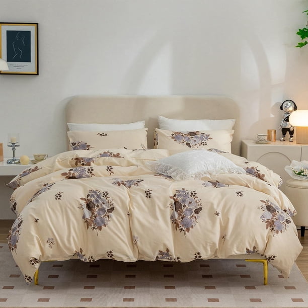 Funda Nórdica King, 3 Piezas Funda Nórdica Algodón Suave Transpirable, Flor