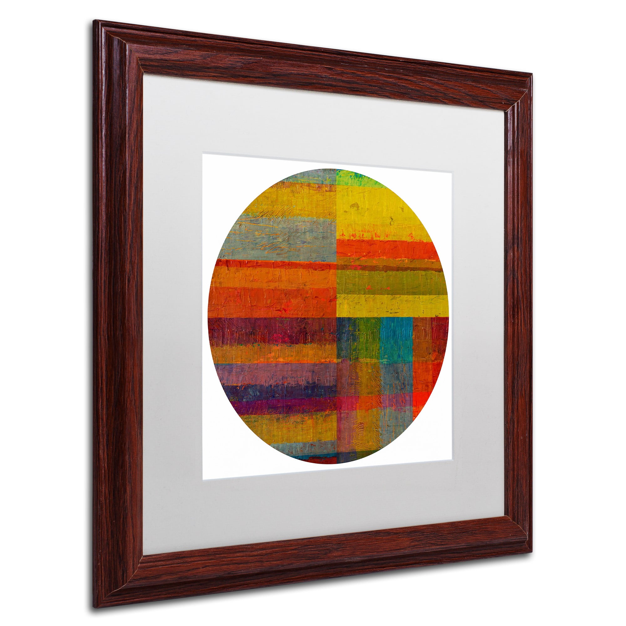 Trademark Fine Art "Round 4.0" Canvas Art by Michelle Calkins, White Matte, Wood Frame