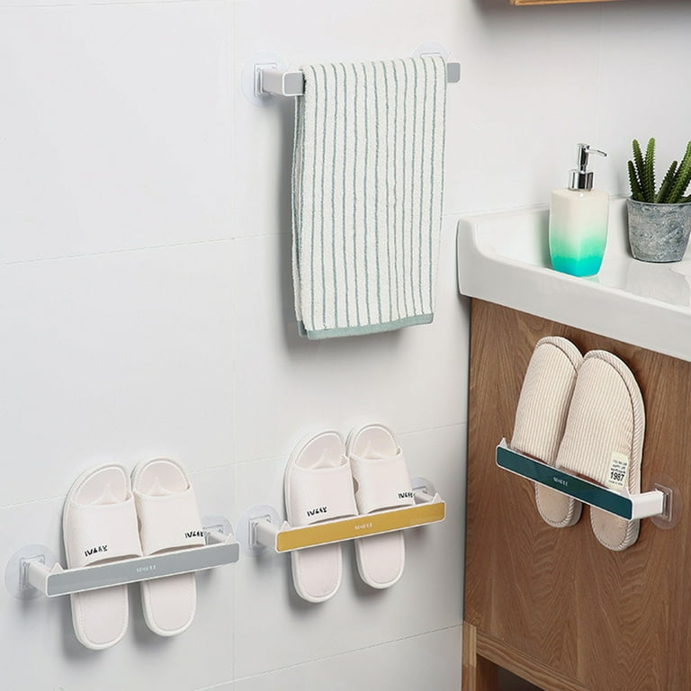 1pc Bathroom Storage Rack With Towel Bar, Self Adhesive Drain Shelves,  Modern Wall Mounted Hanging Storage Shelf, Bathroom Accessories