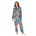 thumbnail image 2 of FORMRS Onesies Pajama for Adults Unisex Hoodie Winter Jumpsuit One Piece Sleepwear, Sizes S-2XL, Vibrant Art Leaves Pattern, 2 of 7