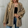 thumbnail image 6 of Delliss Women's Trendy Winter Faux Fur Jacket Khaki M, 6 of 9