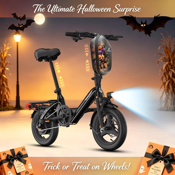 Bodywel 14" Folding Electric Bikes for Adults and Teens, Mini E Bike with 500W Motor, Commuter Foldable Ebike, 36V 10Ah Battery, 20MPH, UL2849