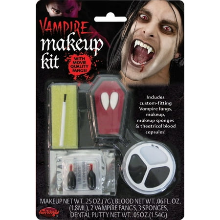 Fun World Vampire Fang Costume 5pc Makeup Kit, One Size, White Black Brown