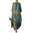 thumbnail image 1 of ZANZEA Robes pour Femmes à Manches Longues à Imprimé Floral Kaftan Décontracté Robe Maxi, 1 of 5