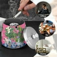 thumbnail image 4 of Yayeee Ashtray with Lid for Cigarette Smokeless Stainless Steel Home Ash Holder, White Vibrant Flowers, 4 of 7