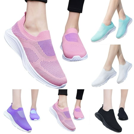 

Vedolay Summer Sneakers for Women Women Slip On Casual Shoes Round Toe Falt Comfort Sneakers White 9
