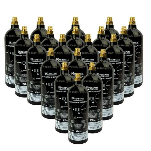 Interstate Pneumatics WRCO2-CL20-20 20 Oz. CO2 Pin Valve Cylinder Tank Paintball 20 Pack (Hydro 2021)