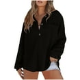 thumbnail image 1 of cfhntfmh Womens Oversized Sweater Loose V Neck Buttons Knit Long Sleeve Shirts Solid Color Pullovers with Pockets, 1 of 5