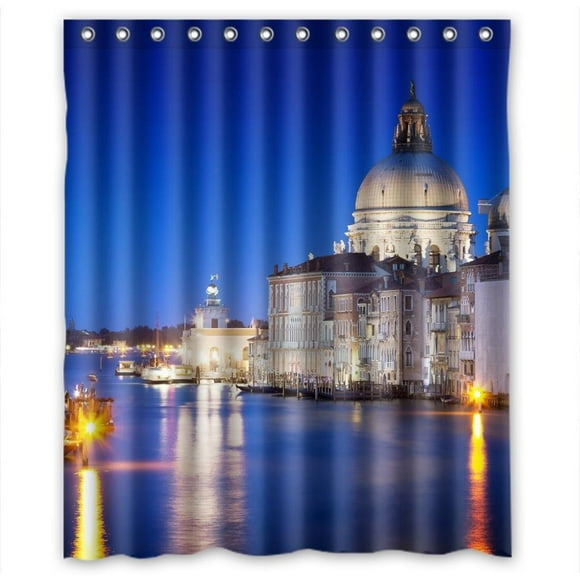 YUSDECOR Lighted Sydney opera house Shower Curtain Polyester Fabric Bathroom Shower Curtain 60x72 inches