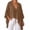 Coffee, variant on Women Solid Color Crinkle Linen Poncho Top Tie Front V Neck Batwing Sleeve Breathable Blouse Light Beach Cover Up
