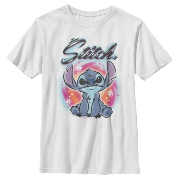 Boy's Lilo & Stitch Colorful Airbrush Graphic Tee White Small