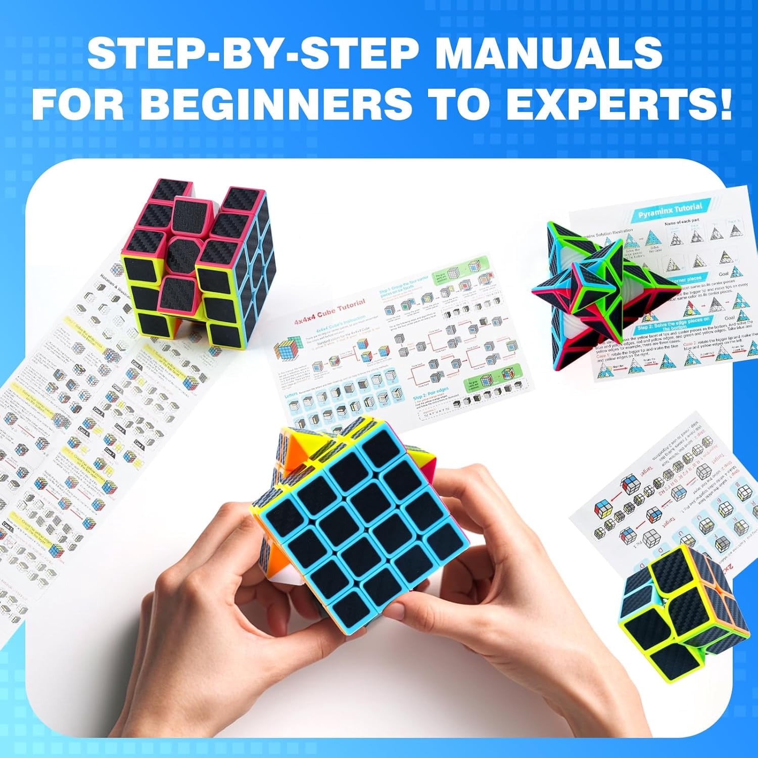 AuntyFey 5 Packs Speed Cube Set, 2x2, 3x3, 4x4, 5x5, Pyraminx Magic Speed Cube, Puzzle Cube for Kids & Beginner & Adults