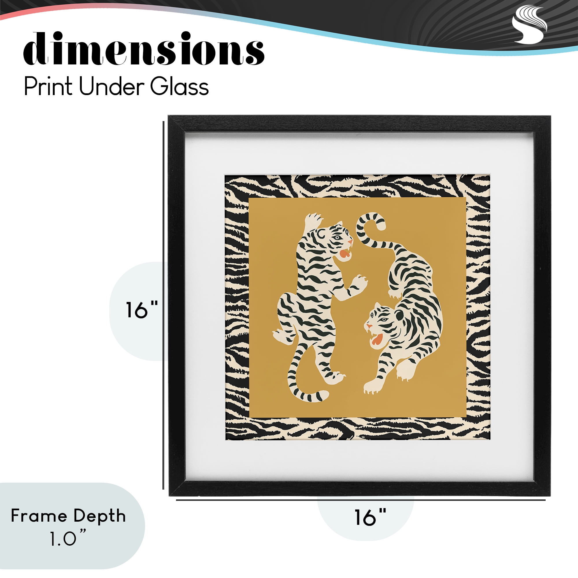 Stupell Industries Boho Twin Tiger Stripes Black Framed Print Under Glass, design by Karolina Sato