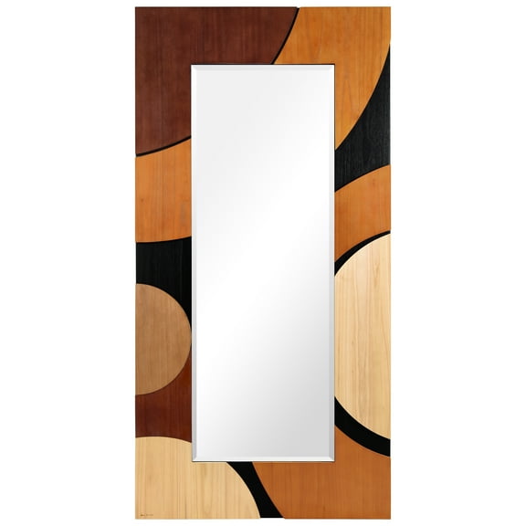 "Curved Elegance" Hand Made Solid Paulownia Wood Beveled Leaner Mirror size 80"x40"