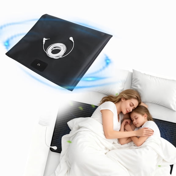 Grounding Mat for Bed,Energy Mat Grounding Pad for Sleeping, Relieve Stress,Improves Sleep,Anti-slip Mat,Anti-Slip Ground Mattress with 14.8 Feet Cord (Black, Queen Size: 26.7 "x 78.7")