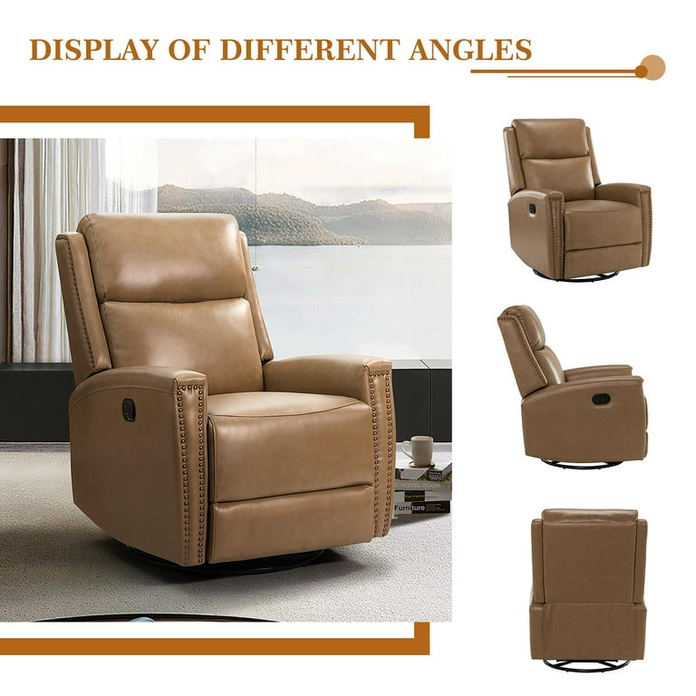 Genuine leather clearance swivel recliner