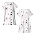 thumbnail image 3 of Bixox Cute Poodle Dog Pattern Women's Nightgown, Soft & Breathable Sleepwear, Round Neck Knee-Length Pajama Dress,Loungewear for Home & Sleep, 3 of 7