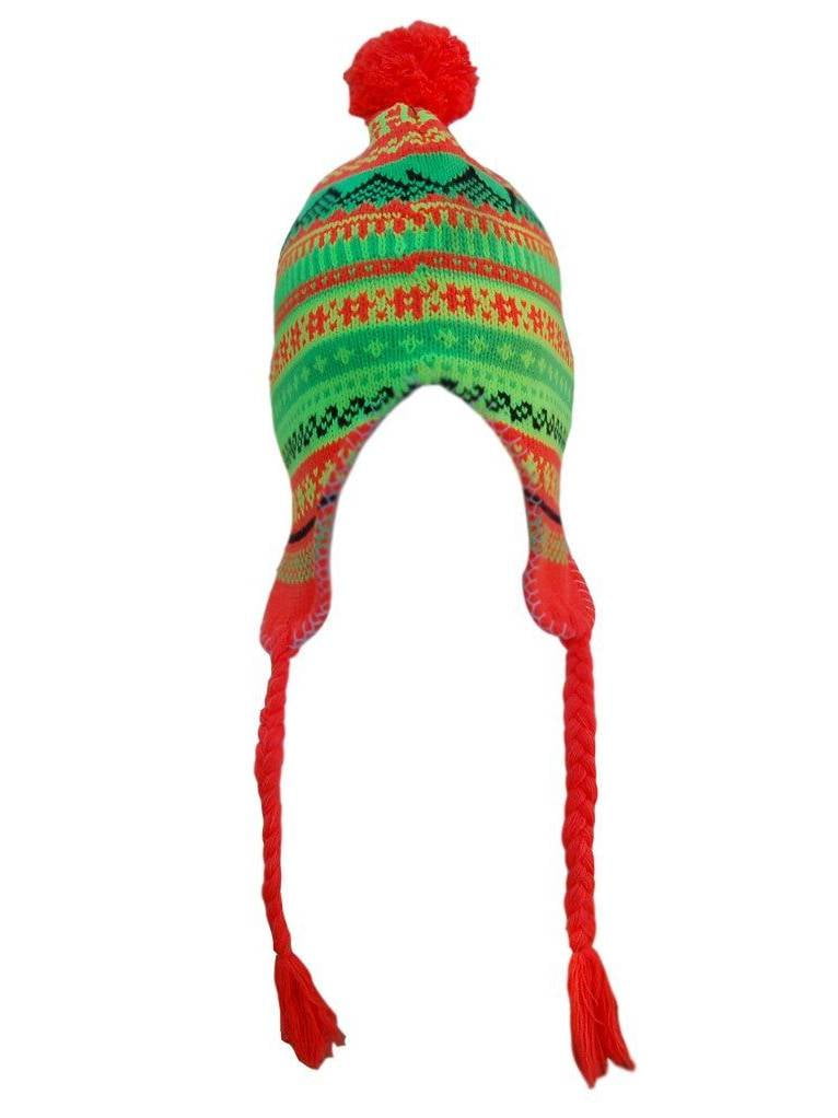 Peruvian Neon Pom Pom Beanie - Neon 