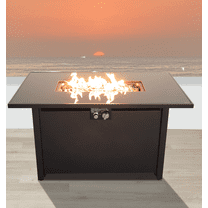 CoSoTower 43" Smoked Glass Metal Rectangle Fire Pit (Black)