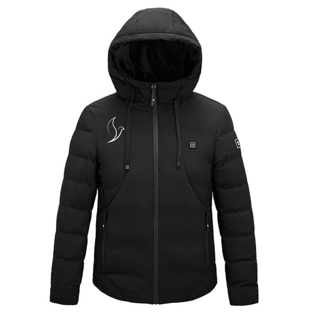 RKSTN Unisex Heated Jacket Plus Size Winter Windproof Drawsting Coat for Men and Women USB Intelligent Constant Temperature Heated Hooded Jackets with 4 Heated Levels (No Battery)