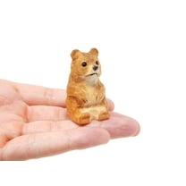 Brown Bear Figurine - Small 2" Wooden Carving Handmade Decoration Miniature Animal Grizzly Forest Statue Art Craft