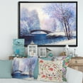 thumbnail image 2 of Designart 'Bridge Of Meandering River With Winter Scenery III' Lake House Framed Canvas Wall Art Print, 2 of 5
