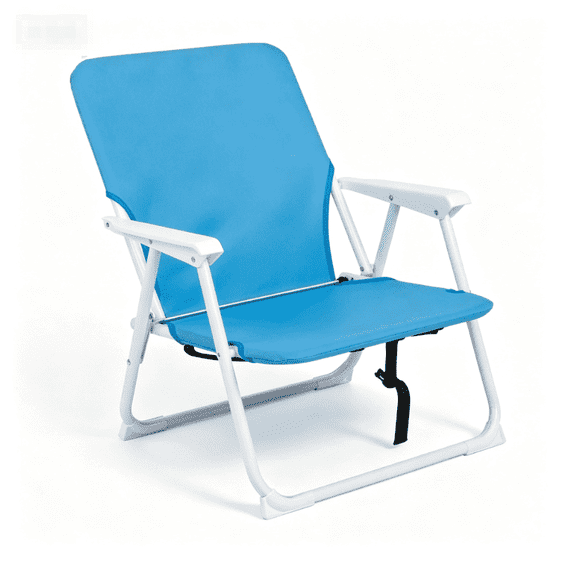 Portable Folding Beach Chair, Lightweight Outdoor Lawn Chair with Shoulder Strap & Back Storage Pocket, 220 Lbs Weight Capacity for Beach Camping Patio