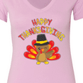 thumbnail image 4 of Inktastic Happy Thanksgiving Cute Turkey in Pilgrim Hat Women's V-Neck T-Shirt, 4 of 5