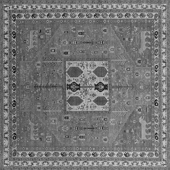 Ahgly Company Indoor Square Oriental Gray Industrial Area Rugs, 4' Square