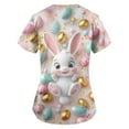 thumbnail image 4 of BDPORKAS Women Easter Scrubs Top Short Sleeve V Neck Workwear Blouse T-Shirt with Pockets Bunny Egg Hunt Print Easter Scrubs Tops, 4 of 5
