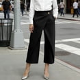 thumbnail image 5 of Levmjia Women High Waisted Wide Leg Capri Pants Solid Color Elegant Casual Dressy Trousers with Functional Pockets Zipper Front Office Work Wear, 5 of 8