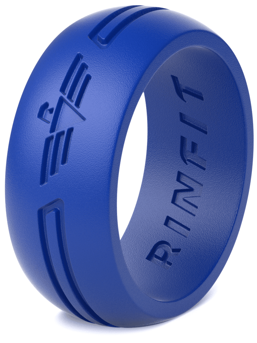 Silicone Wedding Band for Men by Rinfit; Male Rubber Wedding Rings; Blue; Size 11