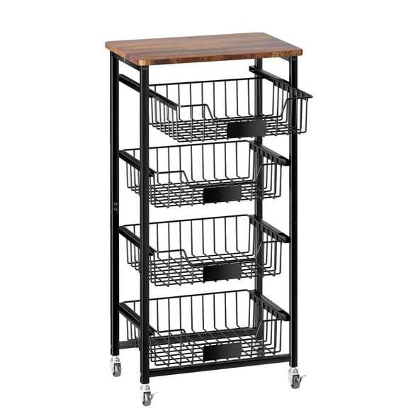 Organizador de cocina y carrito de almacenamiento OKZEST, cesta de fruta de 5 niveles