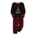 thumbnail image 3 of Sunloudy Family Matching Christmas Pajamas, Letter Snowflake Print Long-Sleeved Tops + Plaid Trousers Sleepwear Outfits, 3 of 8