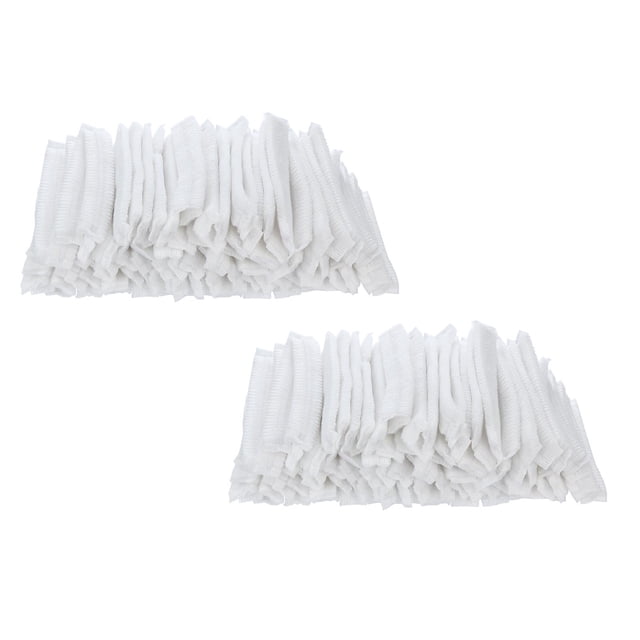 Oleegame 2PC Pretty Apron 100Pc Disposable Non-Woven Paper Caps Chef Hat for Restaurant Kitchen Hotel Home White