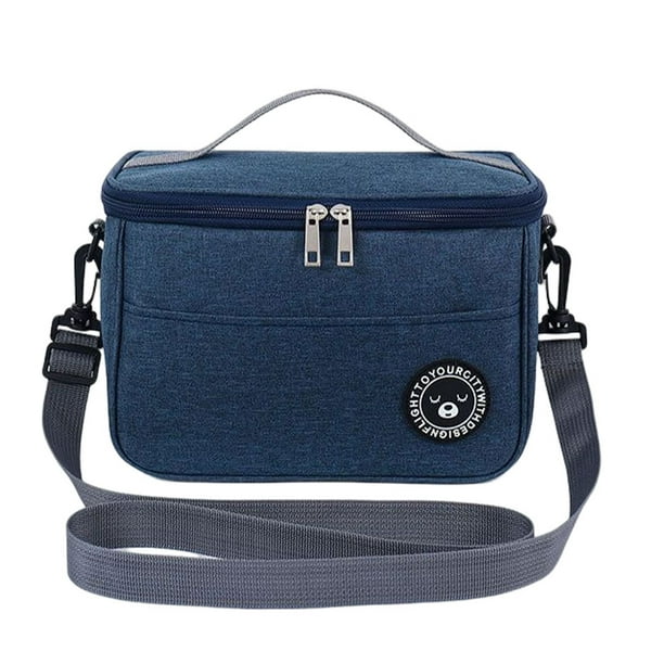Inteprter Bolsa de almuerzo portátil, bolsas térmicas de papel de aluminio para alimentos, bolsa de mano multifunción para almacenamiento de Picnic Cocina y Comedor Azul marino M Inteprter HA067810-06