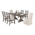 thumbnail image 1 of Rustic Gray Wood 7pc Dining Set with Beige Side Chairs and Skirt Chairs, 1 of 4
