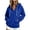 Blue, variant on Womens Pullover Hoodies Thumb Holes Long Sleeve Half Snap-up Loose Drawstring Hooded Sweatshirts with Pocket (XL, Wine)