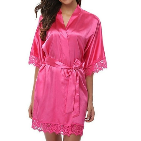 

Women Sexy Lingerie Sleepwear Silk Lace Robe Dress Nightgown Bathrobes