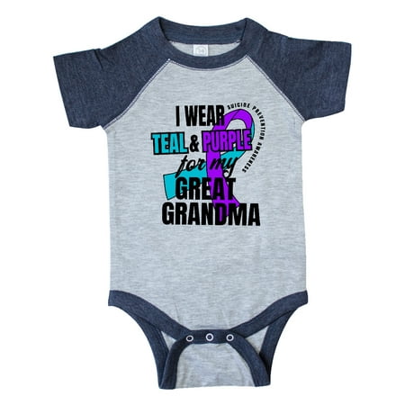 

Inktastic Suicide Prevention I Wear Teal and Purple For My Great Grandma Gift Baby Boy or Baby Girl Bodysuit