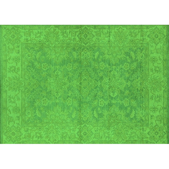 Ahgly Company Indoor Rectangle Oriental Green Industrial Area Rugs, 2' x 4'