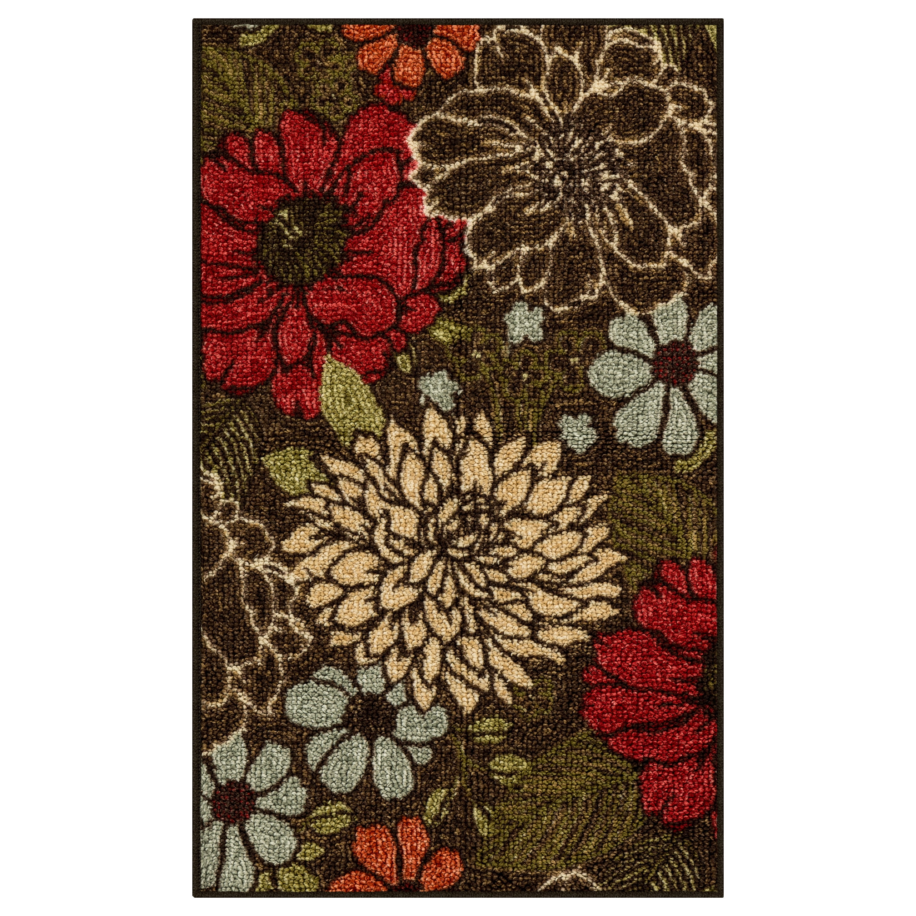 Bathroom Mat 24 x 72 Inch Floral Rainbow Colored Flowers Buds Slip Resistant Area Rugs 