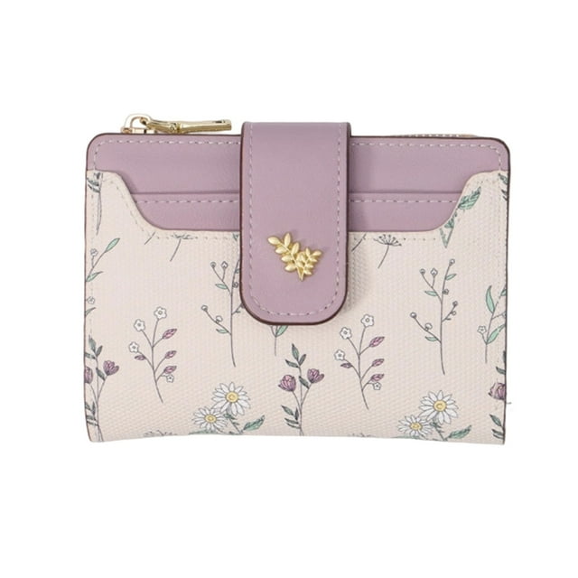 Women's Floral Purse Slim Card Holder Compact Wallet Stylish Clutch For Daily Use Practical Accessory Lightweight Secure