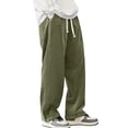 thumbnail image 2 of Dwelliawo Mens Vintage Ribbed Corduroy Straight Cargo Pants Drawstring Elastic Waist Baggy Loose Casual Streetwear Trousers with Patch Pockets Army Green S, 2 of 5