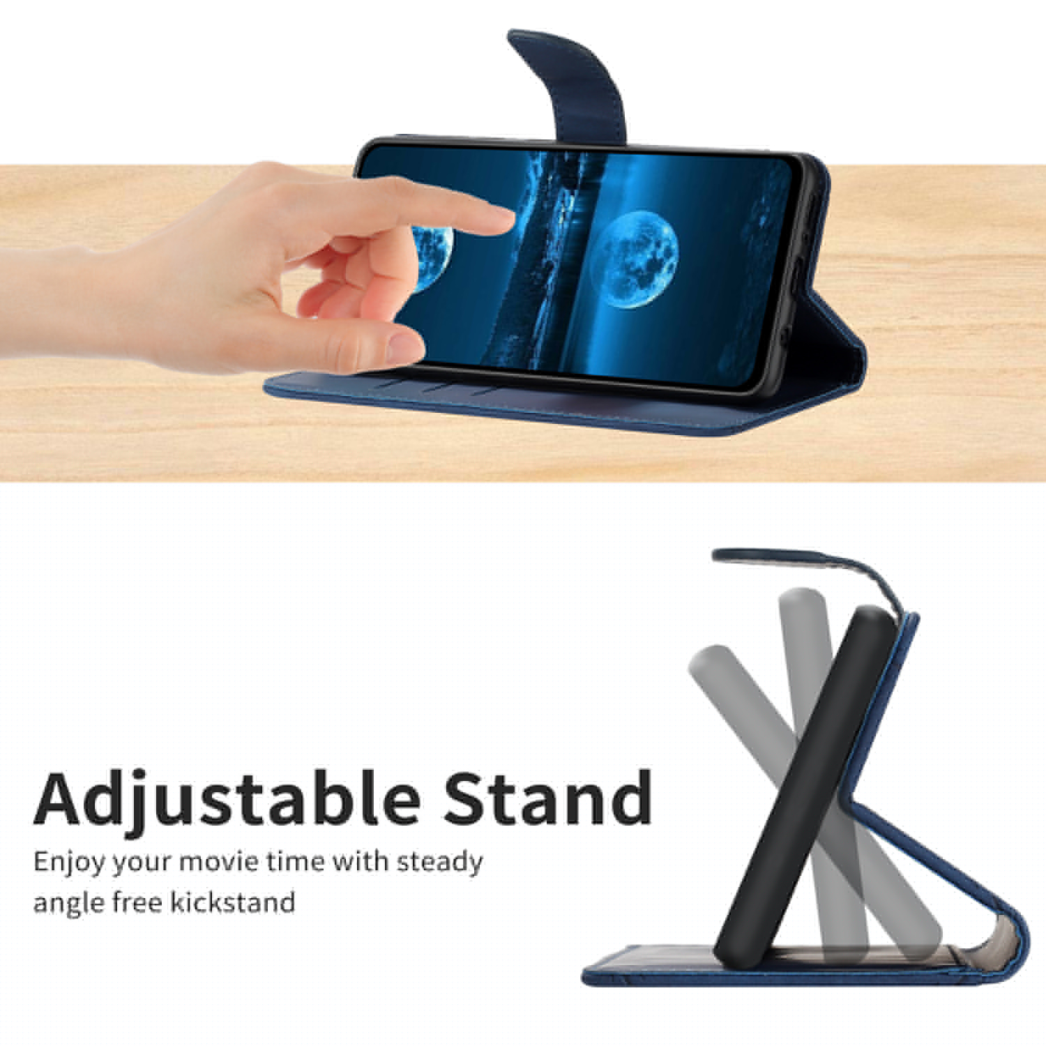 thumbnail image 5 of for Motorola Moto G Stylus 5G 2025 Case, Wallet Card Holder PU Leather Stand Flip Cases Wrist Strap Magnetic Closure Shockproof Protective Cover for Motorola Moto G Stylus 5G 2025, Darkblue, 5 of 9