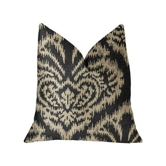 PBRA2268-1616-DP Plutus Coussin de Luxe Floral Noir & Beige, 16 x 16 Po.