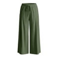 thumbnail image 5 of Lumtrix Cotton Linen Pants for Women Wide Leg Palazzo Pants Elastic High Waisted Summer Beach Casual Lounge Slacks with Pockets Army Green L, 5 of 7